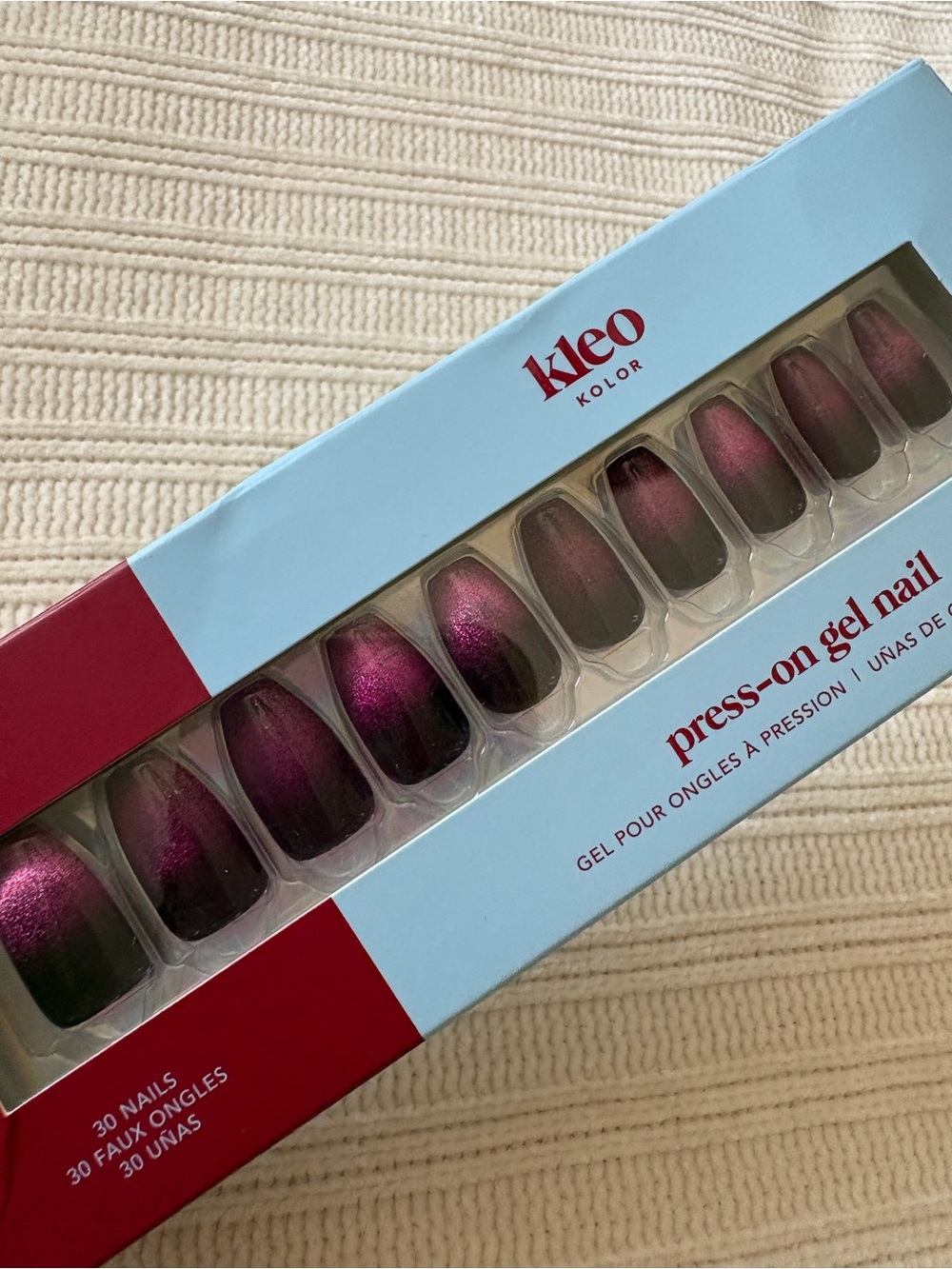 Kleo Press-On Nails Gel Nails Purple Magenta Ombre